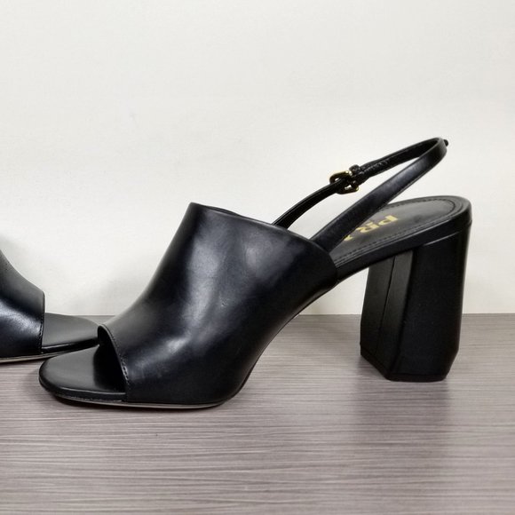 Prada Slingback 85mm Sandals, Black Leather, Size 6.5 US / 36.5 - Picture 6 of 11